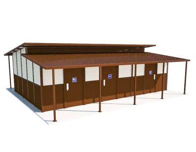 Noosa Tourist Multi Amenity Toilet Building with Evening Haze and Terrain colour scheme